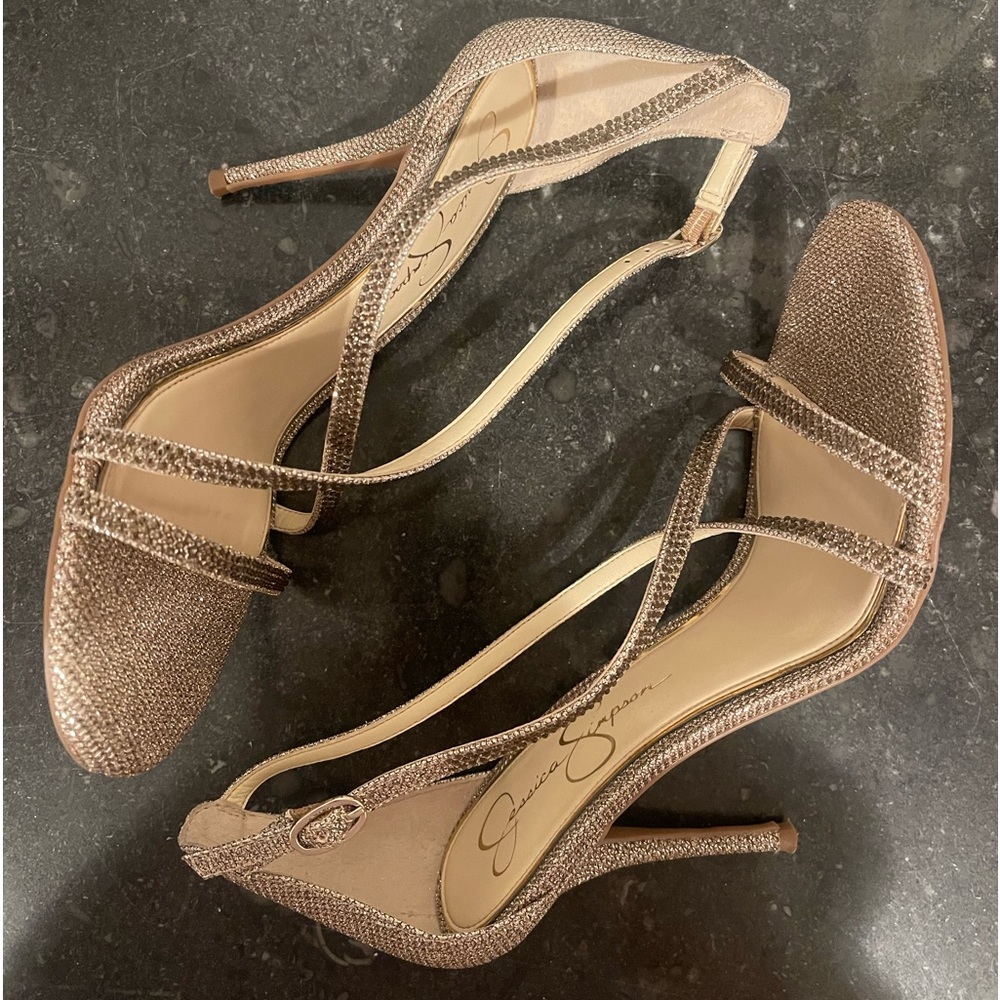 Jessica Simpson Womens Annalesse Evening Sandals Gold Formal Dress Heels
